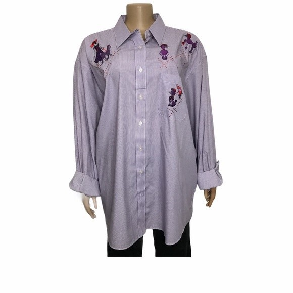 Vintage p.g.b Striped Cotton Button Down Shirt violet,red size 2X - Picture 2 of 16